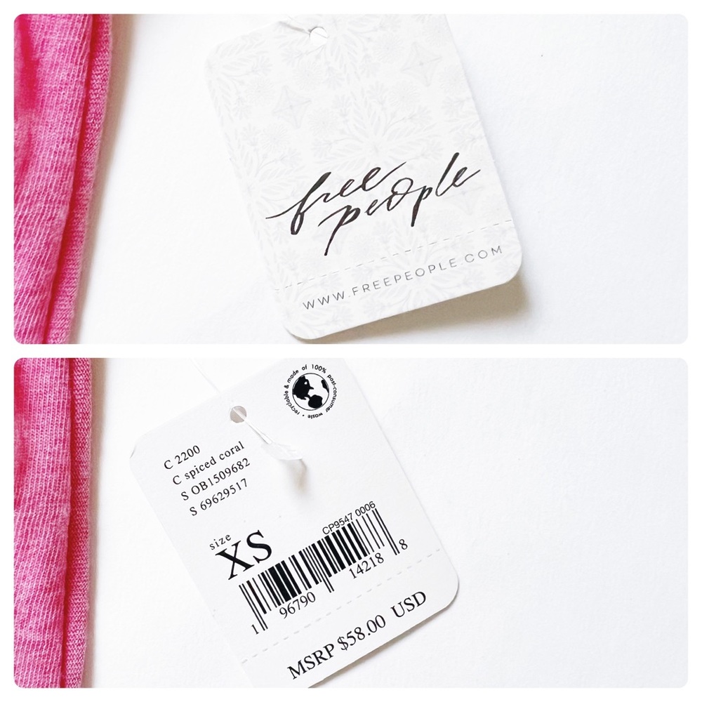 FREE PEOPLE WE THE FREE BELLA TEE PINK SPICED CORAL TEE SHIRT TOP OVERSI… - Picture 12 of 16